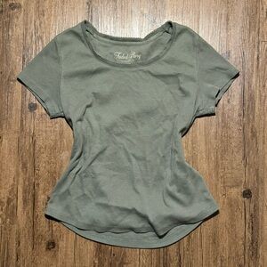 Green y2k lace collar cotton baby tee